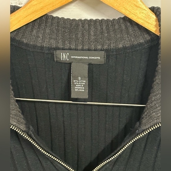INC Knitted Black 1/4 zip up Sweater Size Small - Picture 2 of 3
